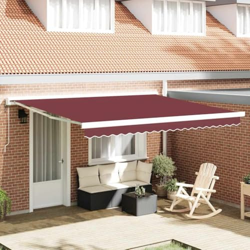 Tenda da sole con braccio snodato automatica, colore bordeaux, 400 x 300 cm, resistente ai raggi UV, con telecomando per terrazza, balcone, giardino, impermeabile