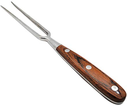 NIHENHAO Outil de Barbecue extérieur Portable en Acier Inoxydable Manche en Bois Fourchette de Barbecue Fourchette à Nourriture Fourchette à Viande Manche en Bois Fourchette à Barbecue Acier
