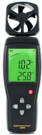 AS806 Digital Anemometer Meter 0-45m/s Wind Speed Meter Tachometer Data Hold LCD Backlight Air Flow Measure