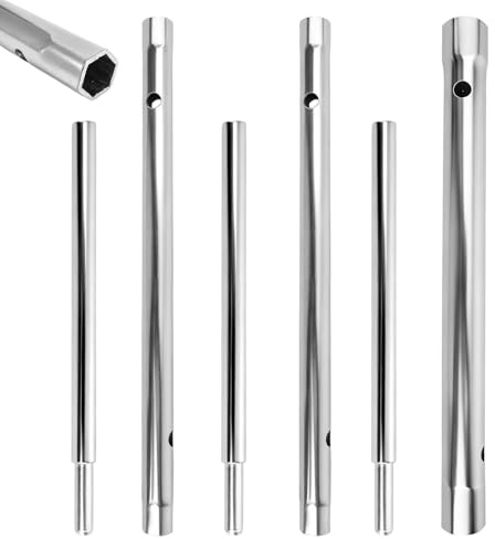 EXIN DEHCEN 6 Pezzi Chiavi a Tubo 8x9/12x13 mm, Chiave Lunga per Lavandino, Chiavi a Bussola Esagonale Doppia con Barra Tommy, Chiave a Tubo per Rubinetti, Riparazione di Veicoli