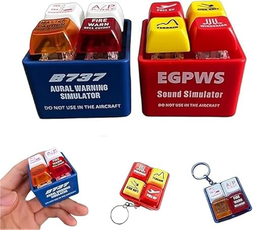 EGPWS Warning Sound Simulator nyckelring – riktig cockpit varningsknapp med LED-ljus, flygpilotgåva för besättning och entusiaster, hållbar resefickring, Egpws+b737, en storlek