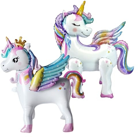 2PC XXL Einhorn Luftballon, Stehendes Einhorn Folienballon, Einhorn Ballon Dekoration, Ballon Deko Kindergeburtstag, Einhorn Deko, W2509