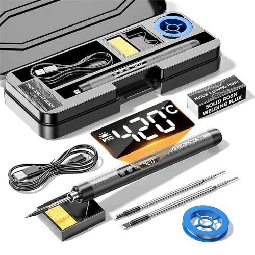 Cordless Soldering Iron Kit, USB-C Rechargeable Portable Soldering Pen