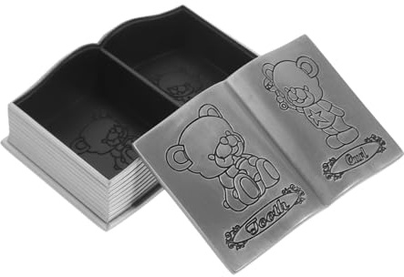 SMASOLO Scatola Porta Dentini Latte e Capelli in Metallo Custodia Compatta e Portatile con Motivo Cartoon Organizer Ricordo Nascita Regalo Idea Salva Spazio