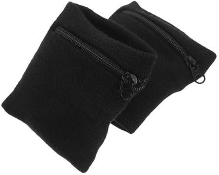 Veemoon 2 Stück Pack Sport Armbänder mit Reißverschlusstasche Schweißabsorbierend Handgelenktasche für Münzen und Schlüssel Komfortabel für Fitness Laufen und Outdoor