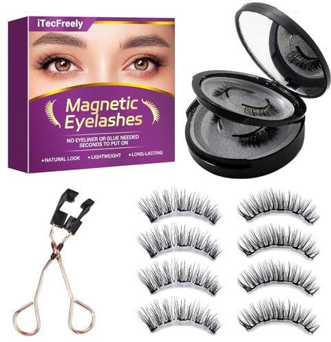 Magnetic Eyelashes, Effectively Natural Look False Lashes without Eyeliner, Light Weight & Waterproof Magnetic Eyelashes No Glue-Black