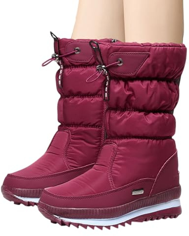 Generico Stivaletti a metà polpaccio per esterni, stivaletti a metà polpaccio isolati impermeabili,Stivali invernali a per esterni | Comode scarpe invernali da donna, stivaletti da esterno antis