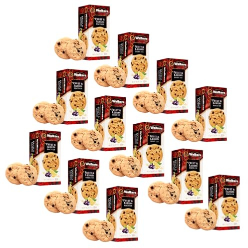 Walkers | Biscotti Scozzesi Tradizionali Frutta e Limone | Frollini Burro Puro | Biscotti Burro Frutta Limone - 12 Scatole (1800 Gr)