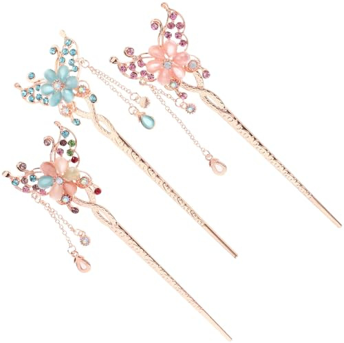 Angoily 3 Stück Antike Haarnadel aus Legierung mit Blumenmotiv Elegante Haarnadel für Hanfu Cosplay und Casual Frisuren Modisches Haarschmuck Zubehör für Damen