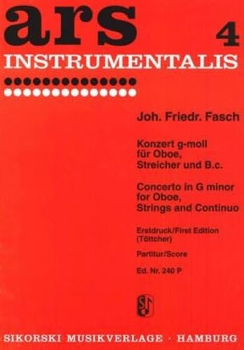 Konzert: für Oboe, Streicher und B.c.. Oboe, Streicher, Basso continuo. Partitur.