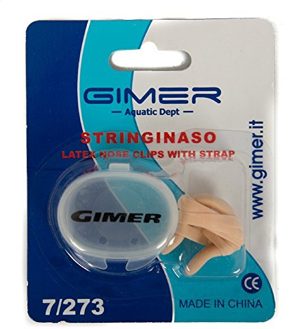 GIMER Stringinaso con Laccio Tappo per Naso Nuoto Piscina Mare Articolo 7/273, Carne, Unica - One Size