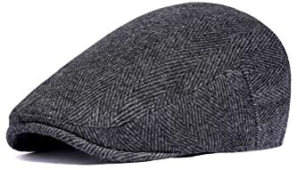 ArtiDeco Barett Cap Herren Gatsby Schirmmütze Newsboy Flat Cap Baskenmütze (Schwarz, Large/Etikettgröße- 59)
