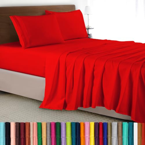 Elegant Comfort Luxuriöses 3-teiliges Bettwäsche-Set – luxuriöse Bettwäsche mit 1500 Fadenzahl, ägyptische Qualität Traditionell Full rot
