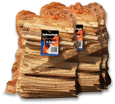 Anfeuerholz im 5,0 dm³ Netz 3 STK. - eignet Sich ideal zum Anfeuern von Holzbriketts oder Brennholz in Ihrem Kamin oder Ofen.