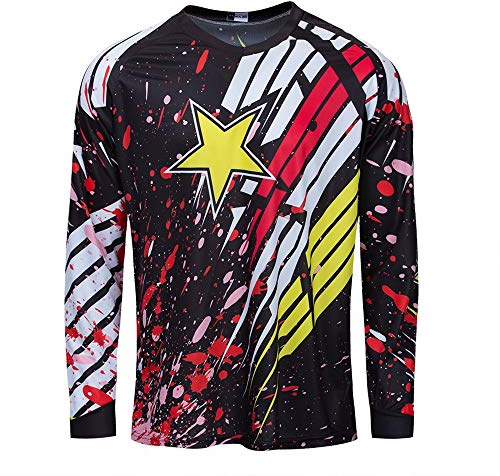 JPOJPO Men's Cycling Jersey MTB T Shirt Long Sleeve Mountain Bike Motorcycle Bicycle Clothes Anti-UV L