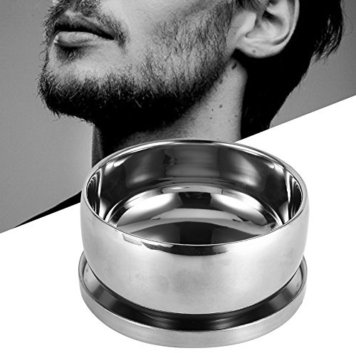 Premium Rasierschale Metall Silber mit Deckel, für Gesichtsreinigung und Rasurzubehör