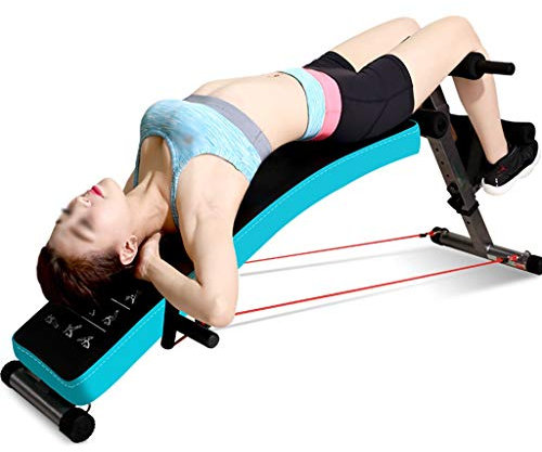 YHRJ Sit Up Bank Bauchtrainer Bank Multifunktionale Verstellbare Fitnessbank, Heimfitnessgeräte Für Frauen Und Männer, Sit-up Hantelbank, Die 130 Kg Tragen Kann (Color : Blue, Size : 150 * 55 * 33cm)