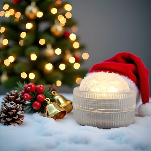 Afoosoo 12pcs Flammenlose Weihnachten LED-Lichter Batterie Halloween Licht wasserdicht Tauchen Dekorative für Vase Aquarium Hochzeit Weihnachtsparty Kürbis Lichter (Warm Weiß)