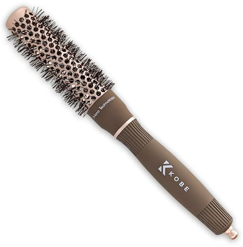 Kobe Professional Heat-Retaining Ceramic & Ionic Round Hair Brush for Blow Drying - With Nanotechnology - 25mm Barrel Brush - Blow Dry Hair Brush,Curling Brush-For Styling, Straightening & Detangling