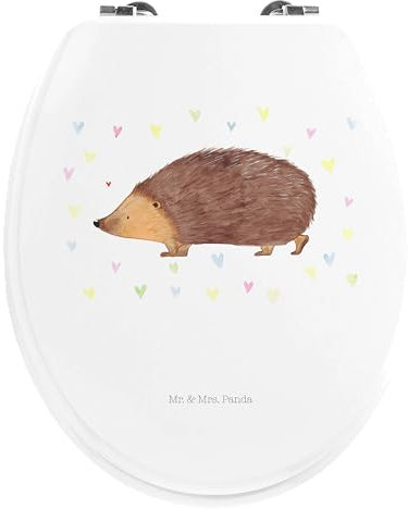 Mr. & Mrs. Panda Motiv WC Sitz Igel Herzen - Geschenk, Toilettendeckel, Klobrille, lustige Sprüche, Klodeckel, Tiermotive, Gute Laune, Vertrauen,