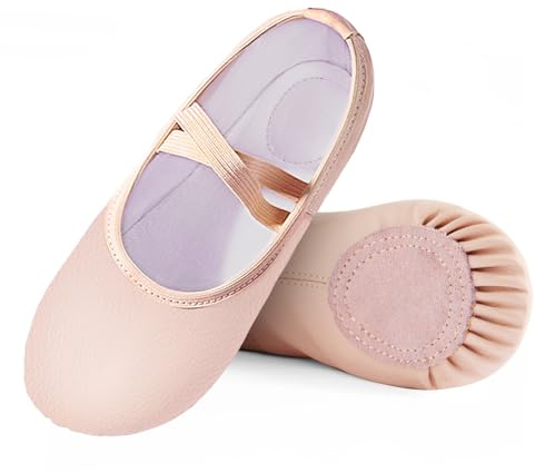 Girls Split Sole Dance Shoes, Practice Ballet Slippers for Children, Women's Yoga Flat Shoes (Skin Tone, Little Kid, Numeric_13_Point_5)