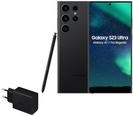 Samsung Galaxy S23 Ultra Smartphone Android, Desbloqueado, 1TB, Batería de 5000 mAh, Incluye Cargador de 45W, Versión Española, Color Negro