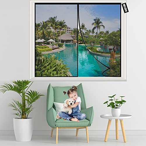 𝟐𝟎𝟐𝟑 𝐍𝐞𝐮𝐞 Magnet Fliegengitter Fenster Insektenschutz 70x145cm Schwarz Automatisch schließen Moskitonetz Fliegengittertüren für Balkontür Kellertür Terrassentür Waschbares