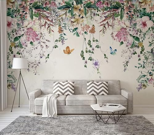 XLMING Fleur De Vigne À L'Aquarelle Chaude Et Fraîche 3D Papiers Peints Maison Salle À Manger Bureau D'Étude Canapé Chambre Salon Tv Mur-400cm×280cm