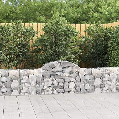 Camerina Gabionen mit Hochbogen 6 STK. 200x30x60/80 cm Verzinktes Eisen WasserzapfsäUle Garten Pflanzsteine Beton Garten Stapelbar Gabionen Zaun Gabionen ZaunGabionen