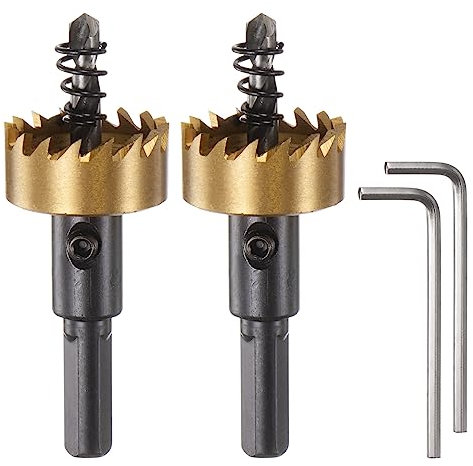 sourcing map 2Stk Lochsägen 26mm (1-2/85) M35 HSS (Schnellarbeitsstahl) Titanbeschichtete Bohrer Fräser Öffner für Edelstahl Aluminum Legierung Metall Holz Plastik