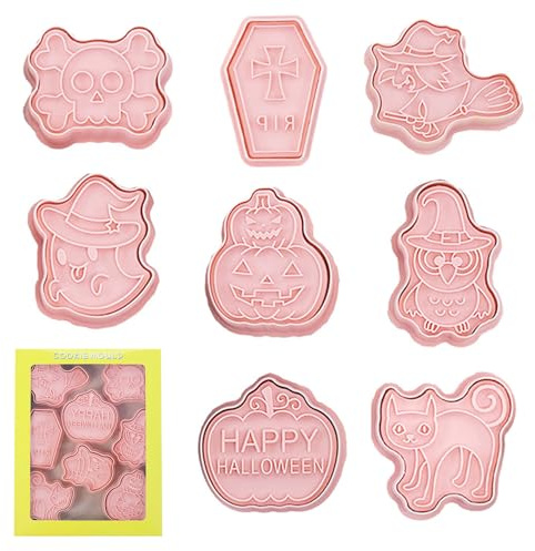 YEJAHY Lot de 8 Emporte-pièces 3D pour Halloween, Citrouille, Moules à Biscuits et Bonbons, Emporte-pièces à Pain pour Accessoires de Fête d'Halloween, Décorations