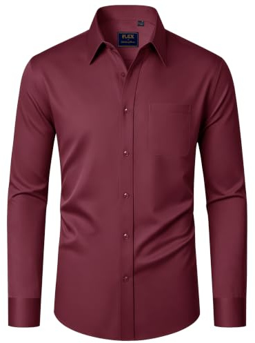 J.VER Hemd Herren Langarm Regular Fit Stretch Business Hemden mit Tasche | Bügelleichtes, Formal, Freizeit, Casual, Atmungsaktiv, für Hochzeit Outdoor Büro Urlaub, für Männer Freund Vater Bruder
