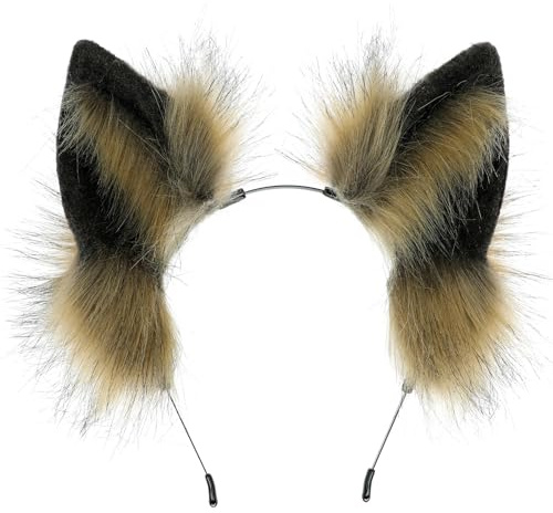 dressfan Wolfsohren Haarreif Plüsch Hund Wolf kostüm Verkleidung,Damen & Herren Party Wolf Stirnband Wolfskostüm Zubehör zu Karneval & Fasching & Halloween