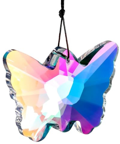 1 Pièces Attrape-Soleil en Cristal Pendentif Papillon, Attrape-Soleil en Cristal à Suspendre, Papillon en Cristal Coloré à Suspendre, pour Fenêtre, Jardin, Maison, Noël, Décoration