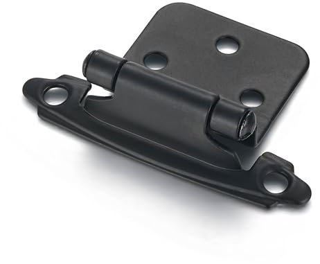 Vallecloud Confezione da 10 (5 paia) di cerniere a chiusura automatica per montaggio a incasso, per ante di armadietti da cucina, 1,27 cm, sovrapposizione (variabile), cerniere semi nascoste per