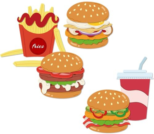 DELORIGIN 5 Stil Burger Pommes Stanzformen Stanzschablonen Neuheiten 2025 Karbonstahl Stanzformen Kartenherstellung Scrapbooking Prägeschablonen Für Geburtstag DIY Papierbastelalben Kartendekor