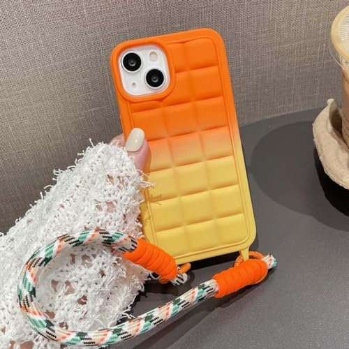 ADKOT Soft Bread Texture With Lanyard Case For iPhone 14 Pro Max 15 Pro Max 11 12 13 Pro Max X XR XS Max Silicon Back Cover,OY,For iPhone 12Pro Max
