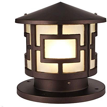 Aioneer Lampe de Colonne de Porte extérieure créative Lampe de Colonne rétro Jardin Rond IP55 Lampe de Jardin de Villa étanche Lampe de Paysage E27 décoration de Poteau de pavillon de Garage