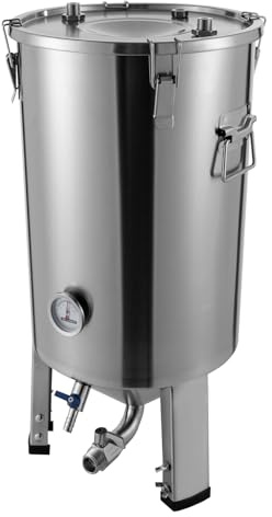 37 l rostfritt stål jäsbehållare för fermentering, konisk jäsbehållare i rostfritt stål. Trädgårdstank, robust jästtank med temperaturövervakning
