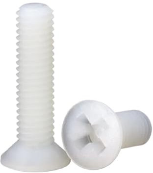 Aqxypas M4 weiße Kunststoff-Nylon-Senkkopfschrauben, Flachkopfschrauben, Schraubenlänge 4–40 mm(20mm)