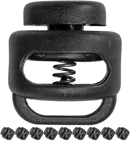 Kordel Stopper, 1-Loch, 10 Stück, Schwarz, für bis Ø 4 mm Kordeln, Band Klemme Jacke, Bekleidung, Rucksack, Gummikordel Stopp, Schnellverschluss Schnürsenkel, Schnur Rutsche, Tanka Kordelstopper