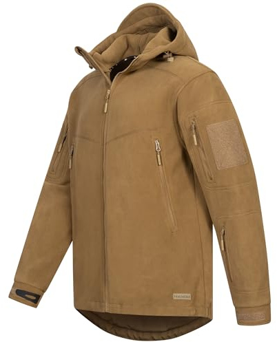 Höhenhorn Biferten Chaqueta de forro polar militar para hombre, resistente al viento, para exteriores, con capucha, arena, M
