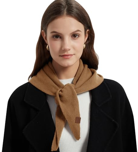 ACUSHLA 100% Merino Wool Triangle Scarf for Women Knitted Fashion Neckerchief Lightweight Soft Warm Neck Warmer