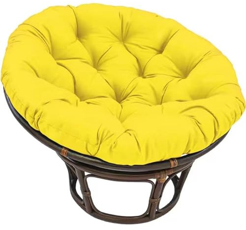 Papasansesselkissen für den Außenbereich, dickes Polster für Eierstuhl, Untertasse, Rattan, Drehstuhl, Schaukelstuhl, Innen- und Außenbereich, Gelb, 90 x 90 cm