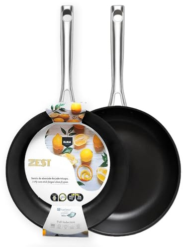 Elma Set de Sartenes de Aluminio Forjado ZEST | con Mango de Acero, Revestimiento Antiadherente Tricapa Quantanium, Full Induction, para Todo Tipo de Fuegos, 18-24 cm
