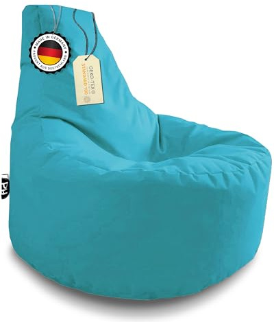 PATCH HOME Sitzsack Gaming Gamer Sitzkissen Beanbag fertig befüllt mit Reißverschluss (Türkis, Ø 65cm x Höhe 70cm mit Reißverschluss)