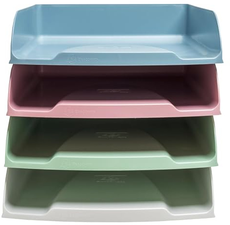 Exacompta - Ref. 111303SETD - Set med 4 COMBO STYLI Autentik brevinkast - mått 34,6 x 25,5 x 24,3 cm - för A4+ format - 4 olika färger