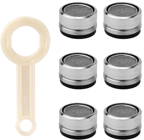 6st Wasserhahn Belüfter, 24mm Metall Spülbecken Belüfter für Wasserhähne mit Schraubenschlüssel 15/16 Zoll Außengewinde Spülbeckenbelüfteraufsatz für Küche und Bad
