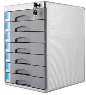 Metall Schubladenbox Abschließbar 7 Fächer Ablagebox,DIN A4 Aluminiumlegierung Dokumenten Aufbewahrungsbox,Integriertes Design Büro Zuhause Studie