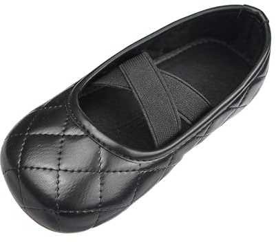 QUNUNOIRE -Ballerine Mary Jane eleganta mjuka platta skor för flickor, pojkar, flickor, Svart, 27 EU